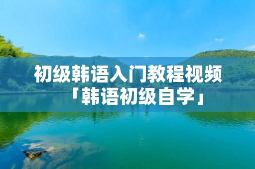 初级韩语入门教程视频「韩语初级自学」