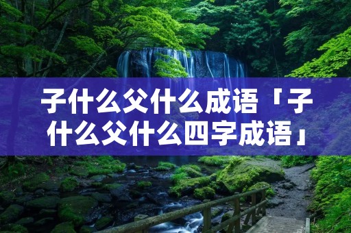 子什么父什么成语「子什么父什么四字成语」