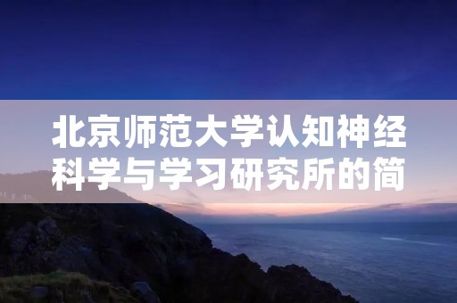 北京师范大学认知神经科学与学习研究所的简介