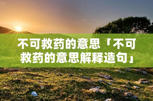 不可救药的意思「不可救药的意思解释造句」
