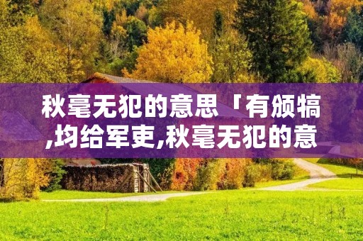 秋毫无犯的意思「有颁犒,均给军吏,秋毫无犯的意思」