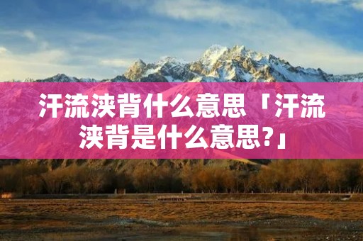 汗流浃背什么意思「汗流浃背是什么意思?」