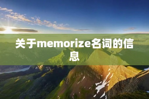 关于memorize名词的信息