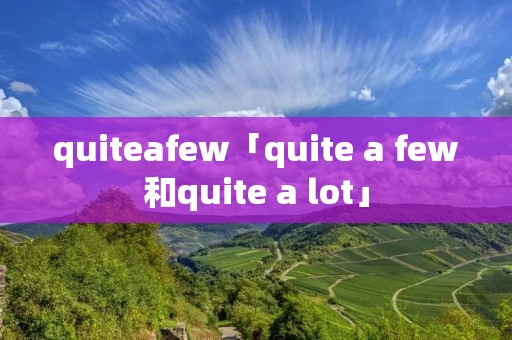 quiteafew「quite a few和quite a lot」