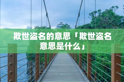 欺世盗名的意思「欺世盗名意思是什么」