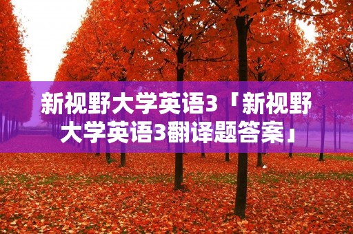 新视野大学英语3「新视野大学英语3翻译题答案」