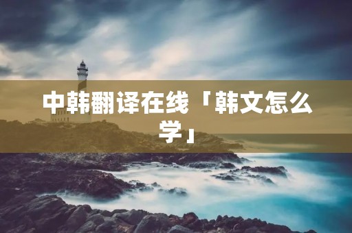 中韩翻译在线「韩文怎么学」