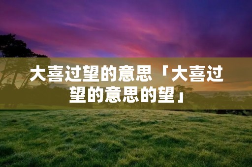 大喜过望的意思「大喜过望的意思的望」
