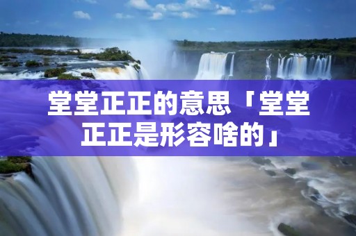 堂堂正正的意思「堂堂正正是形容啥的」 堂堂正正的意思「堂堂正正是形容啥的」