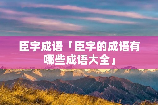臣字成语「臣字的成语有哪些成语大全」