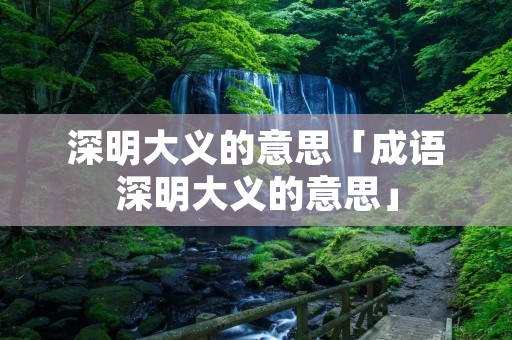深明大义的意思「成语深明大义的意思」