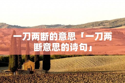一刀两断的意思「一刀两断意思的诗句」