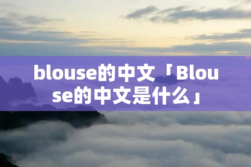 blouse的中文「Blouse的中文是什么」