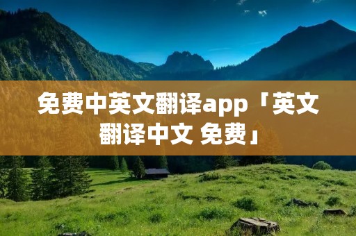 免费中英文翻译app「英文翻译中文 免费」
