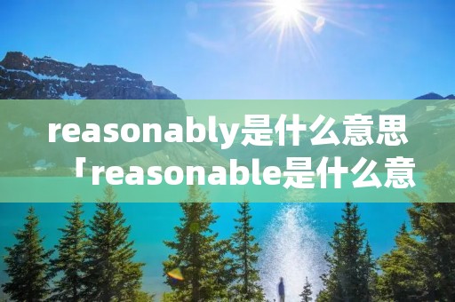 reasonably是什么意思「reasonable是什么意思」