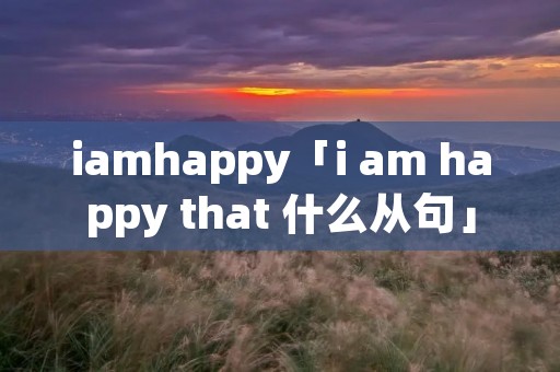 iamhappy「i am happy that 什么从句」