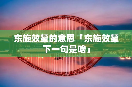 东施效颦的意思「东施效颦下一句是啥」