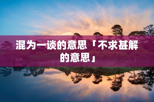 混为一谈的意思「不求甚解的意思」