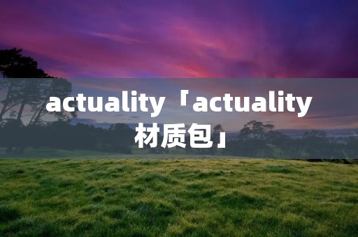actuality「actuality材质包」