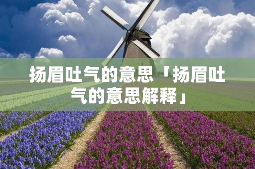 扬眉吐气的意思「扬眉吐气的意思解释」