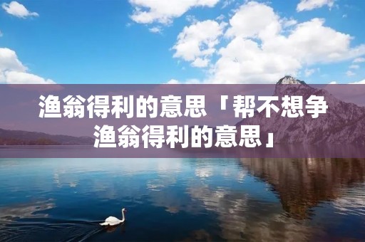 渔翁得利的意思「帮不想争渔翁得利的意思」