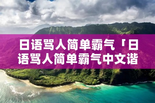 日语骂人简单霸气「日语骂人简单霸气中文谐音」