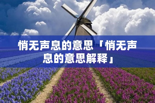 悄无声息的意思「悄无声息的意思解释」