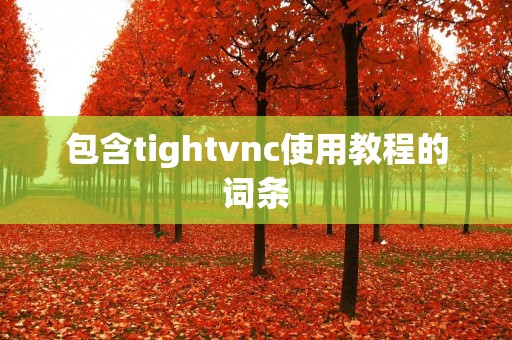 包含tightvnc使用教程的词条 包含tightvnc使用教程的词条
