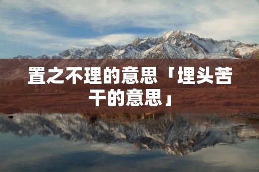 置之不理的意思「埋头苦干的意思」