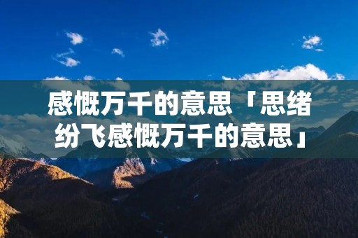 感慨万千的意思「思绪纷飞感慨万千的意思」