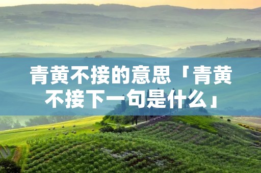青黄不接的意思「青黄不接下一句是什么」