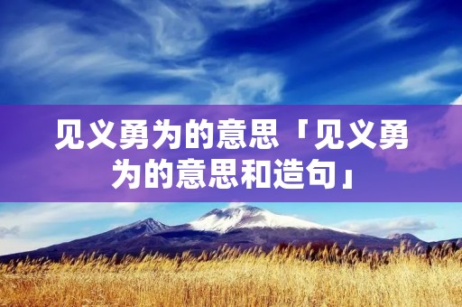 见义勇为的意思「见义勇为的意思和造句」