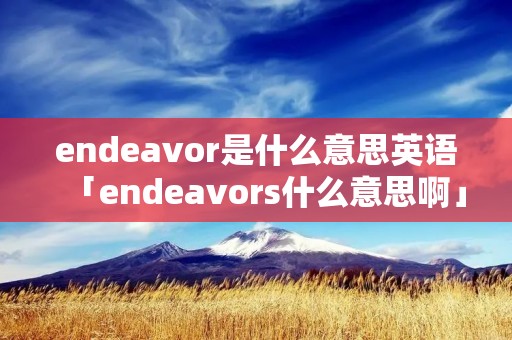 endeavor是什么意思英语「endeavors什么意思啊」