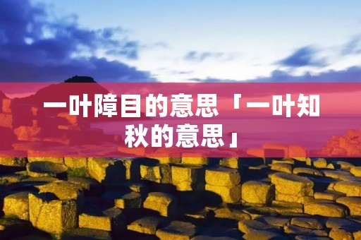 一叶障目的意思「一叶知秋的意思」