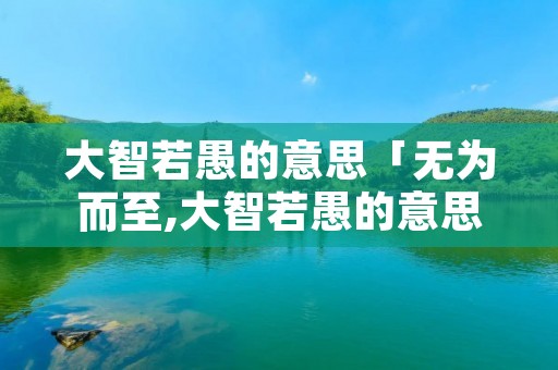 大智若愚的意思「无为而至,大智若愚的意思」