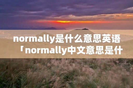normally是什么意思英语「normally中文意思是什么」