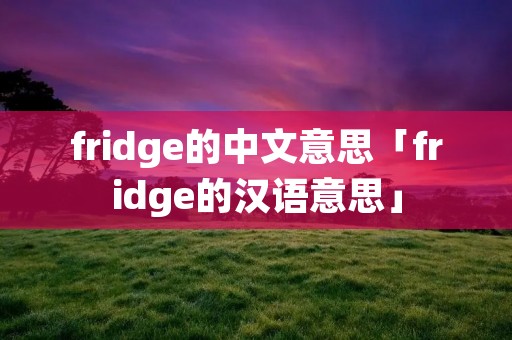 fridge的中文意思「fridge的汉语意思」