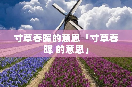 寸草春晖的意思「寸草春晖 的意思」