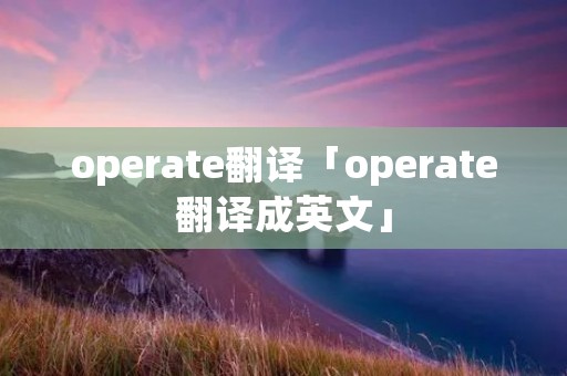 operate翻译「operate翻译成英文」