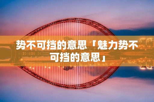 势不可挡的意思「魅力势不可挡的意思」