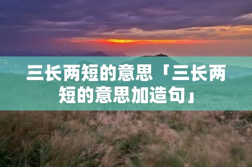三长两短的意思「三长两短的意思加造句」