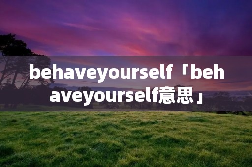 behaveyourself「behaveyourself意思」 behaveyourself「behaveyourself意思」