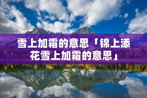 雪上加霜的意思「锦上添花雪上加霜的意思」