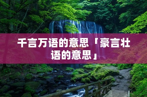 千言万语的意思「豪言壮语的意思」
