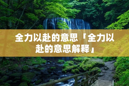 全力以赴的意思「全力以赴的意思解释」