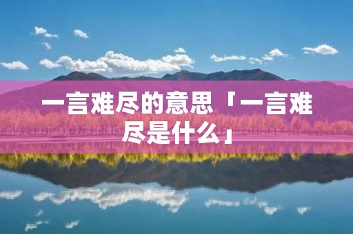 一言难尽的意思「一言难尽是什么」