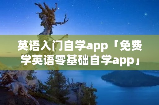 英语入门自学app「免费学英语零基础自学app」