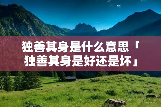 独善其身是什么意思「独善其身是好还是坏」