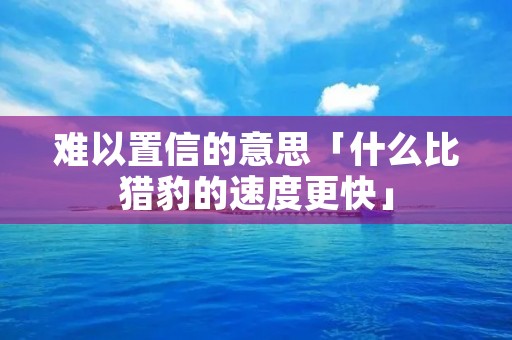 难以置信的意思「什么比猎豹的速度更快」