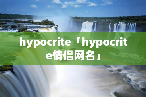 hypocrite「hypocrite情侣网名」